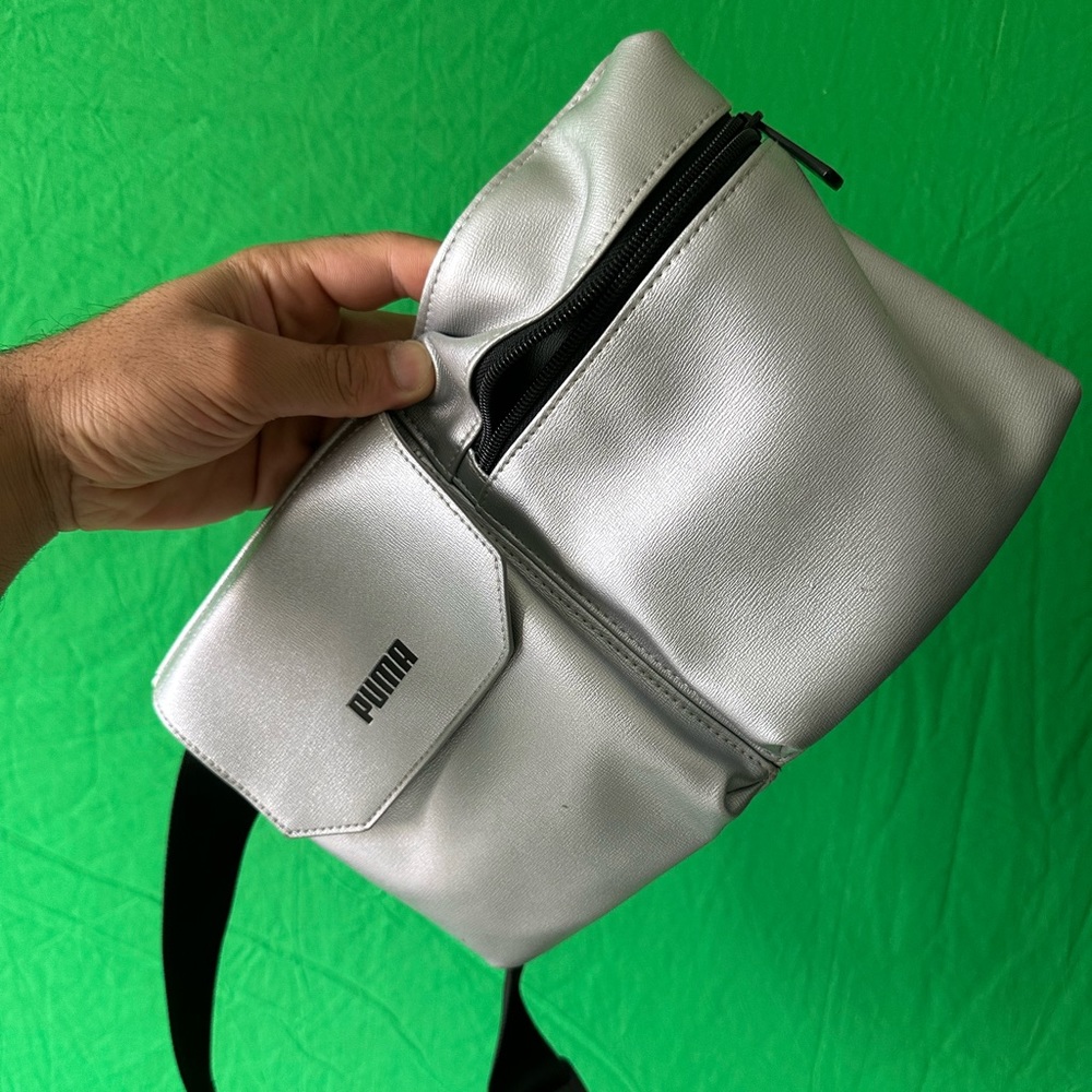 Silver PUMA faux leather waist bag